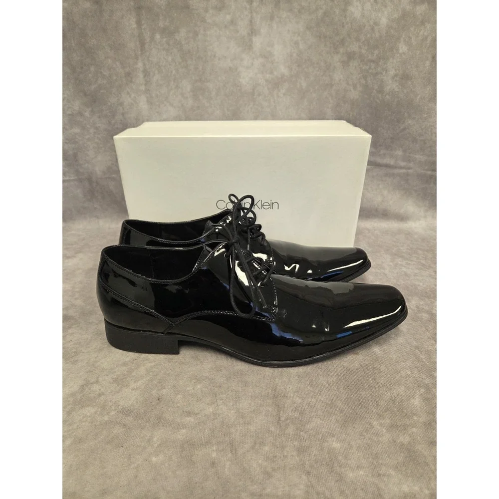 Calvin Klein Men's Size 13D Black Patent Leather Dress Shoes Brodie LA New